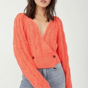 Free People Olive You Cable-Knit Wrap-Front Cardigan